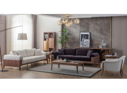 Ensemble de canapé multicolore Designer Blanc 3 places Fauteuil rembourré de luxe