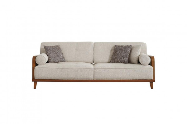 Sofa design de salon 3 places de luxe Tissu d'ameublement Cadre en bois nouveau