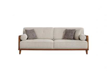 Sofa design de salon 3 places de luxe Tissu d'ameublement Cadre en bois nouveau
