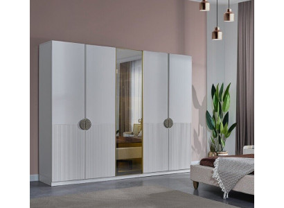Armoire de chambre blanche moderne à 4 portes en bois, meuble de garde-robe.