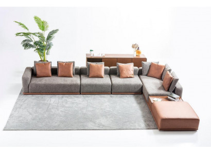 Salon gris Siège Canapé d'angle en tissu design