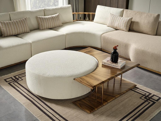 Canapé d'angle blanc Moderne Mobilier de salon Designer Canapé Textile 2pcs