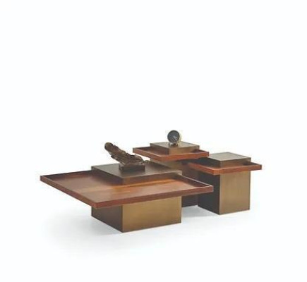 Set de table basse marron moderne du salon en bois, ensemble de luxe de table basse.