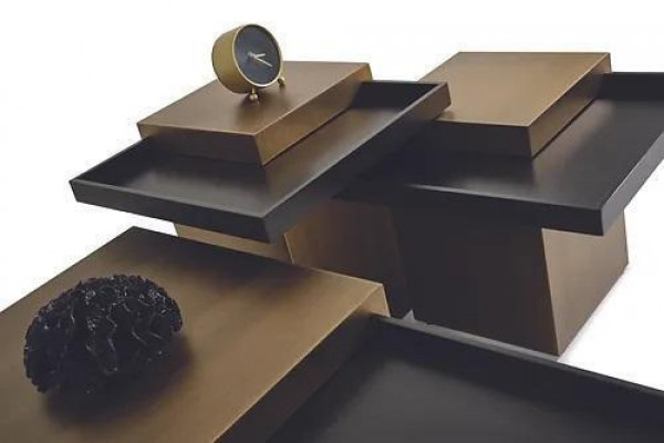 Ensemble de table basse moderne pour salon Mobilier de luxe 3x Tables d'appoint en bois