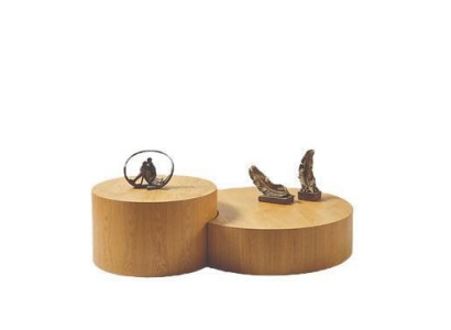 Table basse brun clair 2x tables rondes table basse design table d'appoint