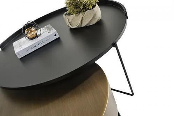 Designer 2x Tables basses Tables d'appoint modernes rondes en métal ensemble de tables