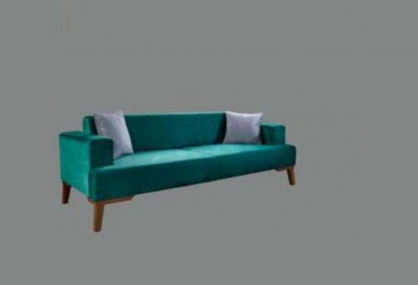 Canapé trois places élégant en velours Turquoise pour le salon