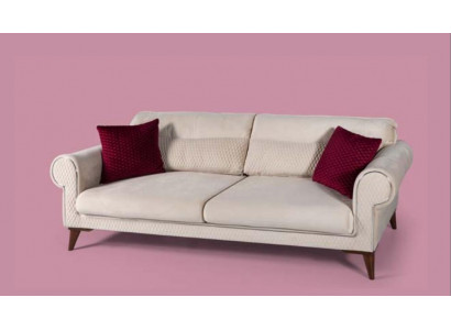 Canapé 3 places en tissu beige grand canapé rembourré en bois de designer nouveau