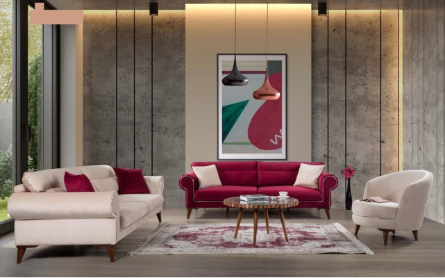 Canapé rouge 3 places Canapés en textile Canapé Rembourrage Mobilier de luxe Moderne Trois places
