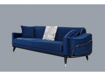 Canapé Design Bleu Trois Places Canapé Luxe Velours Meubles Tissu Textile