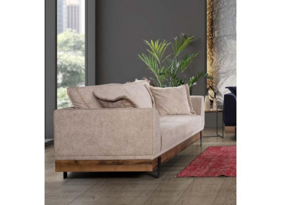 Sofa de salon 3 places en textile beige Canapé en cuir Meubles rembourrés