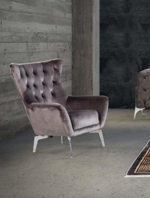 Ensemble de canapé fauteuil Taupe Trois places 331 Suite de siège Chesterfield