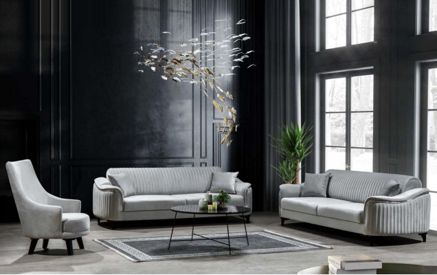 Fauteuil de salon moderne, design d'une seule place, couleur bois gris, en textile