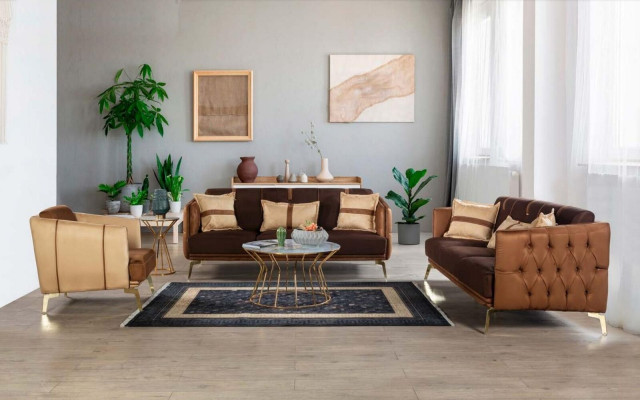Moderne Fauteuil Une Place Fauteuil Marron 1 Place Tissu d'Ameublement Textile