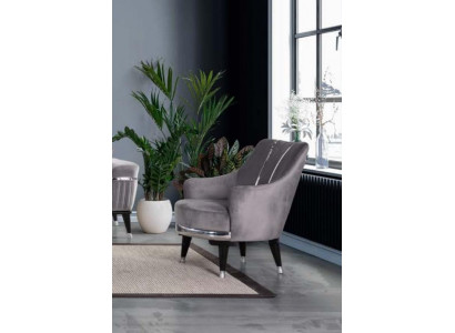 Fauteuil Sofa 1 place Salon Tissu Gris Meubles Textiles