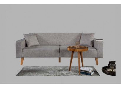 Sofa du salon Trois places canapé 3 places Rembourrage textile Gris Mobilier