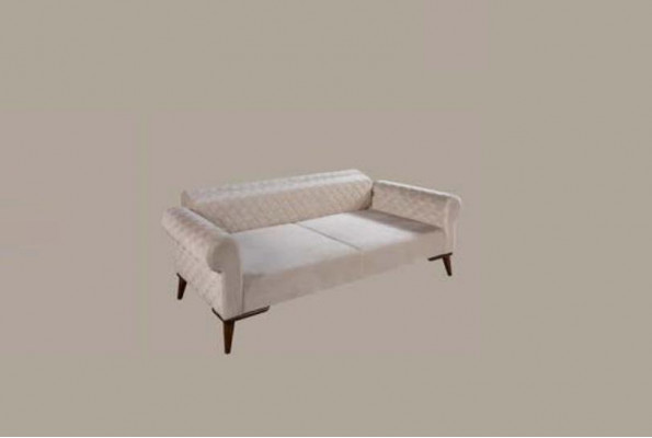 Canapé trois places beige, canapé élégant, mobilier de salon, velours