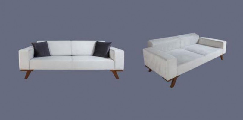 Canapé moderne trois places en tissu velours blanc