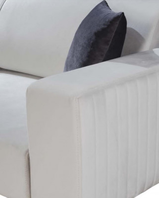 Canapé moderne trois places en tissu velours blanc
