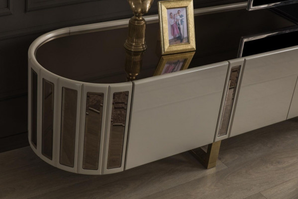 Unité murale Cabinet TV Lowboard Étagères Ensemble de support TV Buffet Commode Salon