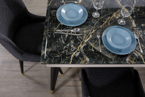 Luxe Table de salle à manger Design 4x Chaises Ensemble de salle à manger Fauteuils Suite Mobilier