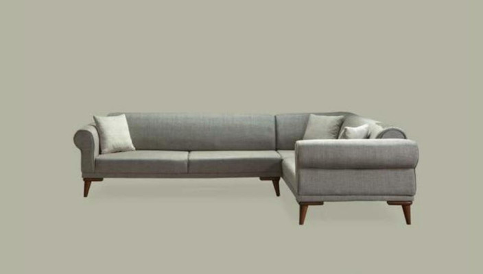 Canapé d'angle en forme de L Canapé Rembourrage Salon de luxe Style doux Canapé Gris