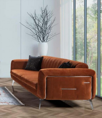 Ensemble de canapés Ensemble de canapés Ensemble complet et Suite Canapé Fauteuil Orange 3+3+1 Siège Meubles