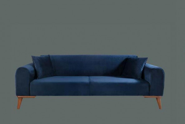 Ensemble de canapé 3+3+1 Fauteuil canapé bleu royal et canapé en velours 3 pièces