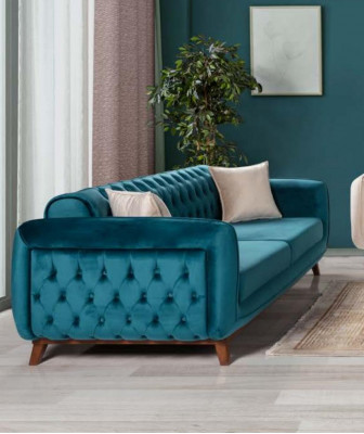 Sofas Set 3+3+1 Canapé rembourré Tissu Salon Chesterfield 3pcs