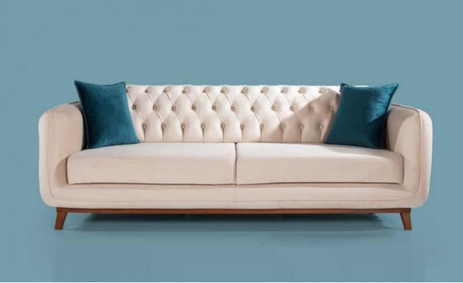 Sofas Set 3+3+1 Canapé rembourré Tissu Salon Chesterfield 3pcs