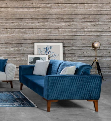 Ensemble de canapé 3+3+1 place complet et fauteuil en tissu 3 pièces
