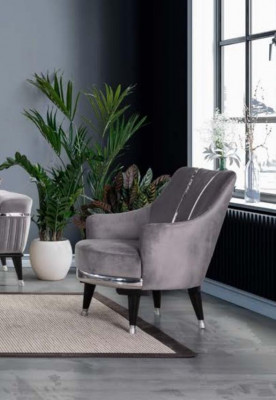 Ensemble de canapés 3+3+1 fauteuil canapés en tissu en bois gris