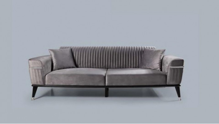 Ensemble de canapés 3+3+1 fauteuil canapés en tissu en bois gris