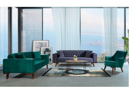 Ensemble de canapés 3+3+1 siège Style de salon canapé violet turquoise