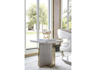 Table d'appoint Blanc Salon Métal Verre nouveau Design Moderne Mobilier de Luxe