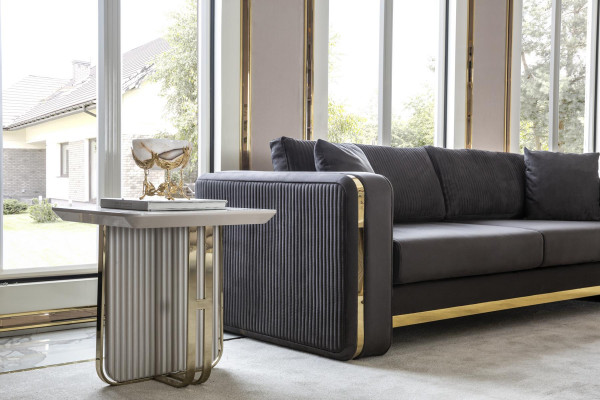 Table d'appoint Blanc Salon Métal Verre nouveau Design Moderne Mobilier de Luxe
