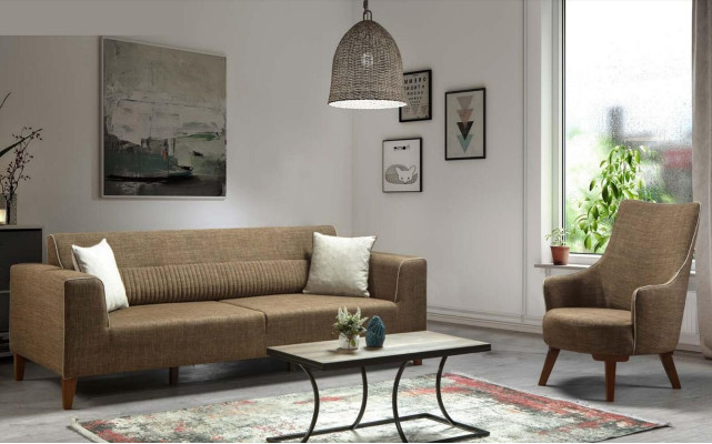 Fauteuil moderne de luxe 1 place Design Salon Tissu en bois Meubles