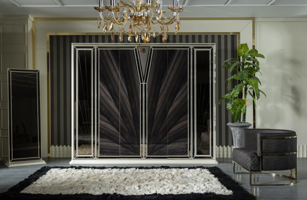 Miroir Gris Design Élégant Style Luxe Moderne Salon Nouveau Meuble Métallique