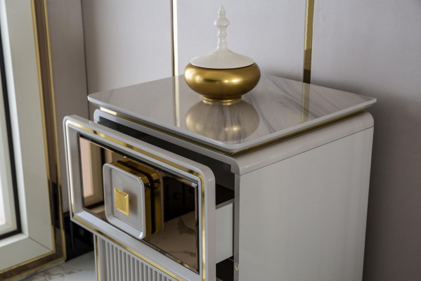 Commode blanche Belle Commode Armoire en métal Design moderne Chambre de luxe neuve