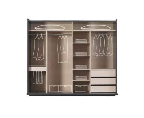 Ensemble de chambre moderne Lit gris 2x Table de chevet Armoire Commode 5 pièces.