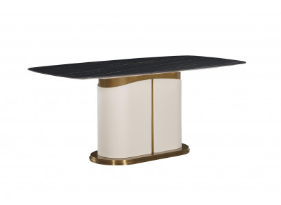 Table à manger design Tables de salle à manger de luxe Mobilier de table ovale en bois rembourré en cuir