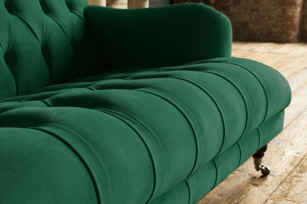 Chesterfield Canapé 2 Places en Cuir Vert de Style Moderne Textile