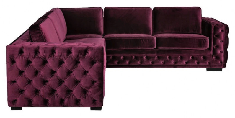 Canapé d'angle bourgogne Chesterfield en velours Mobilier de nouvelle salle de séjour Design moderne Canapé