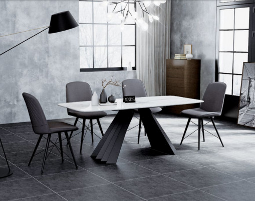 Groupe de salle à manger design Table + 4 chaises Siège Rembourrage Suite Tables Chaise inclinable