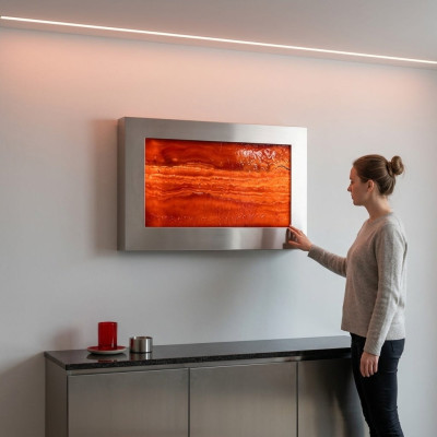 Mur d'eau LED, colonnes d'eau design, cadre d'image de cascade 90x60