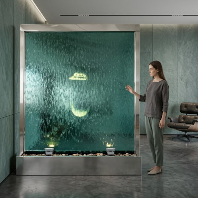 Mur d'eau, colonne d'eau, cascade, partition lumineuse de luxe design
