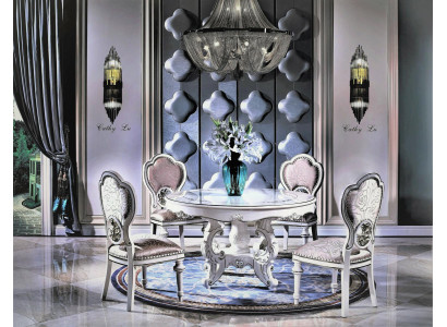 Salle à manger 6 fauteuils 7 pièces. Set Classique Suite Table à manger ronde Chaise