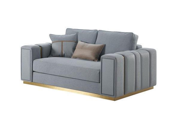 Ensemble de canapé gris design 3+2 places en tissu luxueux