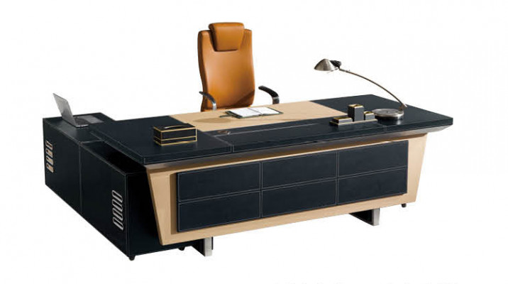 Bureau 2 pcs. Ensemble de mobilier de bureau Table Cuir Bois Design Mobilier