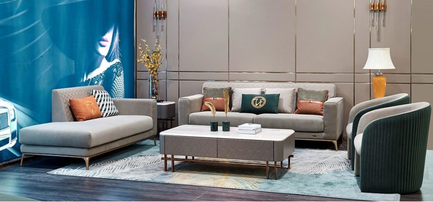 Canapé en cuir Canapé 3 places + Chaise longue Fauteuil Siège Suite 4 pièces